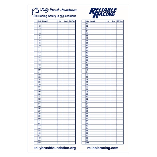 [50703] Kelly Brush/RRS Giant Scoresheet - New!