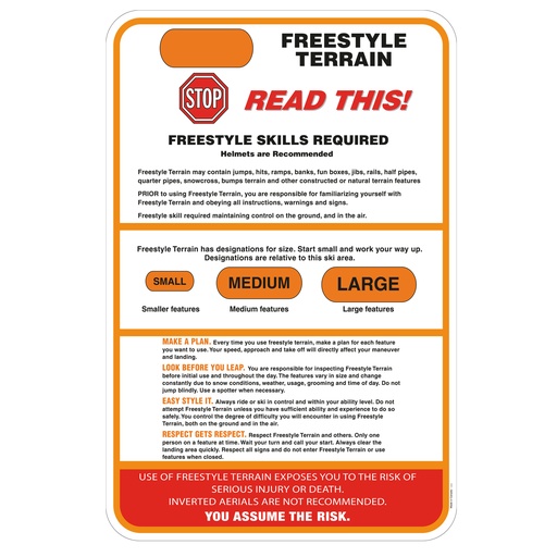 [45710] 20" X 30"  Aluminum Terrain Park Information Sign