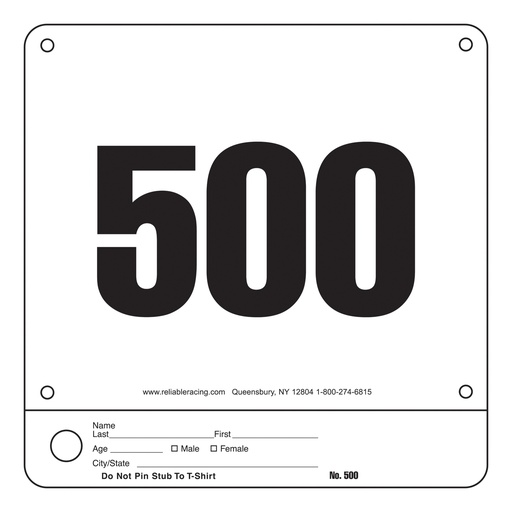 [51785] Stock Running Numbers w/Perf Tab - 8"W x 6"H